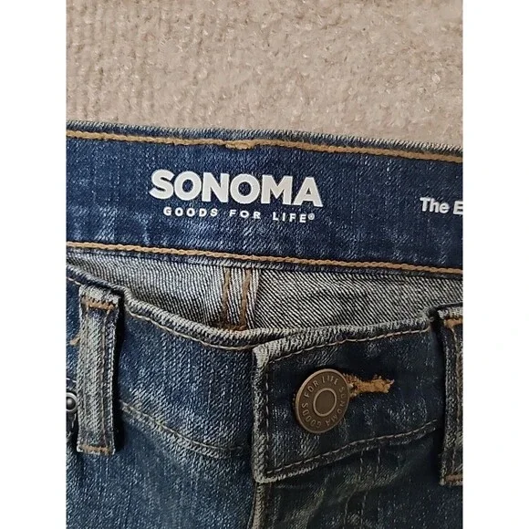 Sonoma Regular Fit Everyday Jean Men 30x32 Blue Medium Wash Stretch Straight NEW